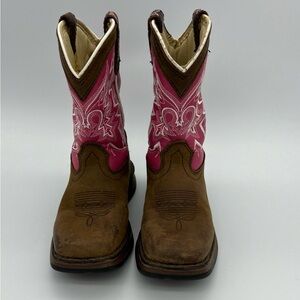 Durango cowgirl boots, pink and brown, size 10M